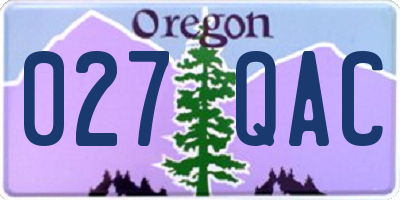 OR license plate 027QAC