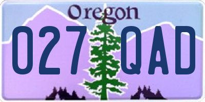 OR license plate 027QAD