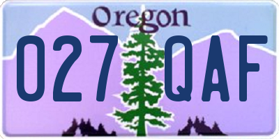 OR license plate 027QAF