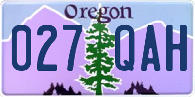 OR license plate 027QAH
