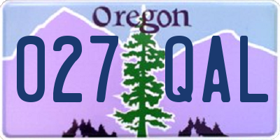 OR license plate 027QAL