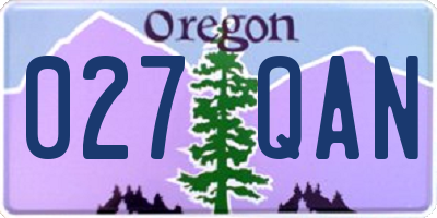 OR license plate 027QAN