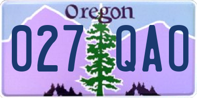 OR license plate 027QAO