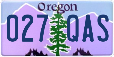 OR license plate 027QAS