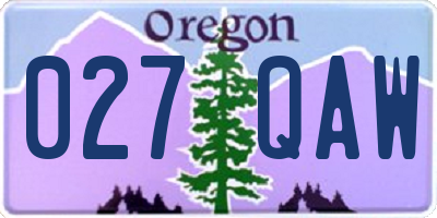 OR license plate 027QAW