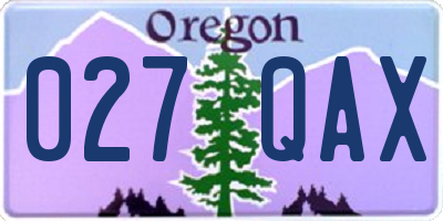 OR license plate 027QAX