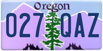 OR license plate 027QAZ