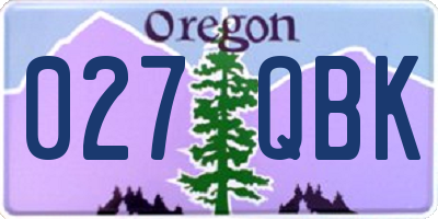 OR license plate 027QBK