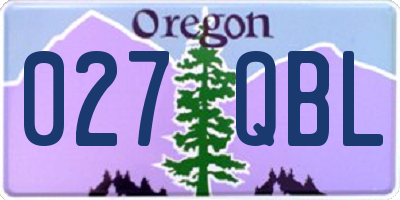 OR license plate 027QBL