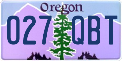 OR license plate 027QBT