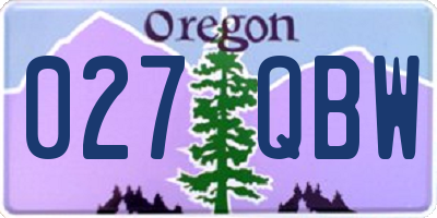OR license plate 027QBW