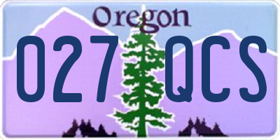 OR license plate 027QCS