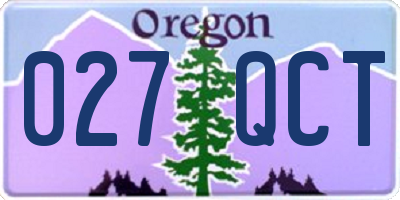 OR license plate 027QCT