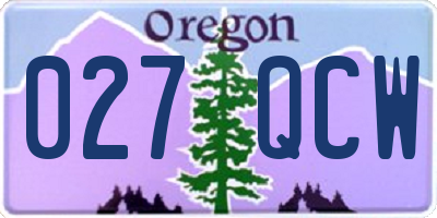 OR license plate 027QCW
