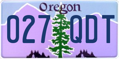 OR license plate 027QDT