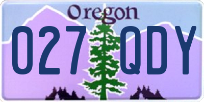 OR license plate 027QDY