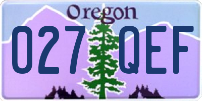 OR license plate 027QEF