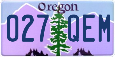 OR license plate 027QEM