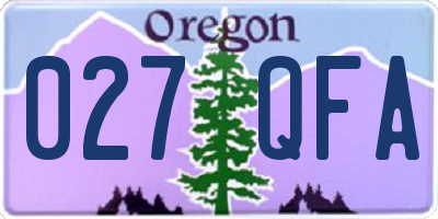 OR license plate 027QFA