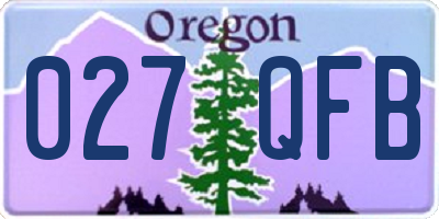 OR license plate 027QFB