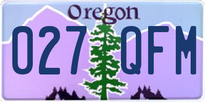 OR license plate 027QFM