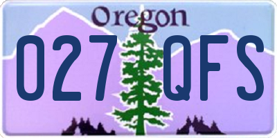 OR license plate 027QFS