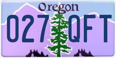 OR license plate 027QFT