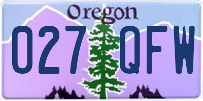 OR license plate 027QFW