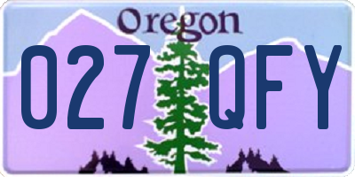 OR license plate 027QFY