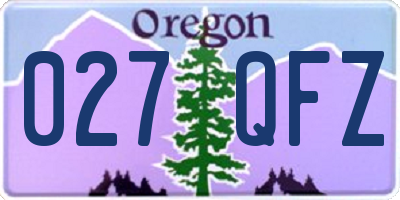 OR license plate 027QFZ