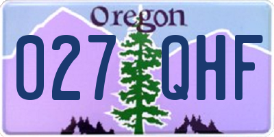 OR license plate 027QHF
