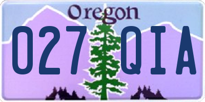 OR license plate 027QIA