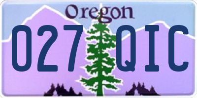 OR license plate 027QIC