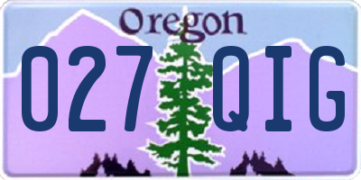 OR license plate 027QIG
