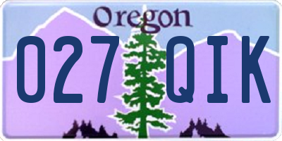 OR license plate 027QIK