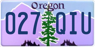 OR license plate 027QIU