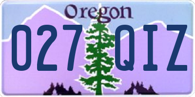OR license plate 027QIZ