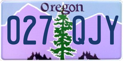 OR license plate 027QJY