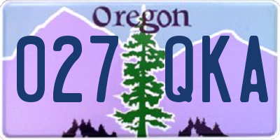 OR license plate 027QKA
