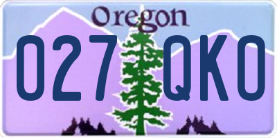 OR license plate 027QKO