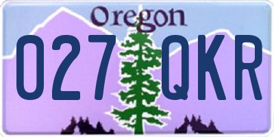OR license plate 027QKR