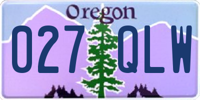 OR license plate 027QLW