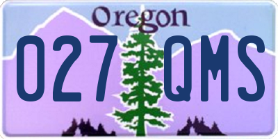 OR license plate 027QMS