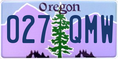 OR license plate 027QMW