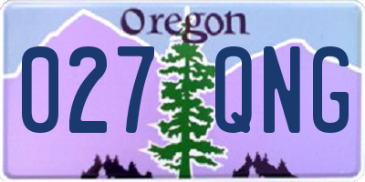 OR license plate 027QNG