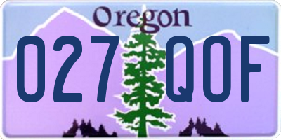 OR license plate 027QOF