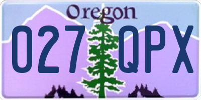 OR license plate 027QPX