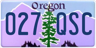 OR license plate 027QSC
