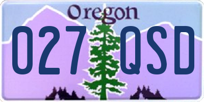 OR license plate 027QSD