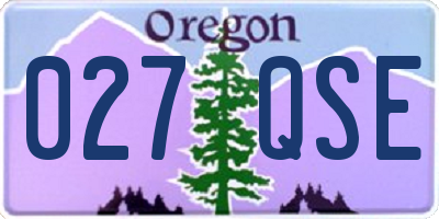 OR license plate 027QSE